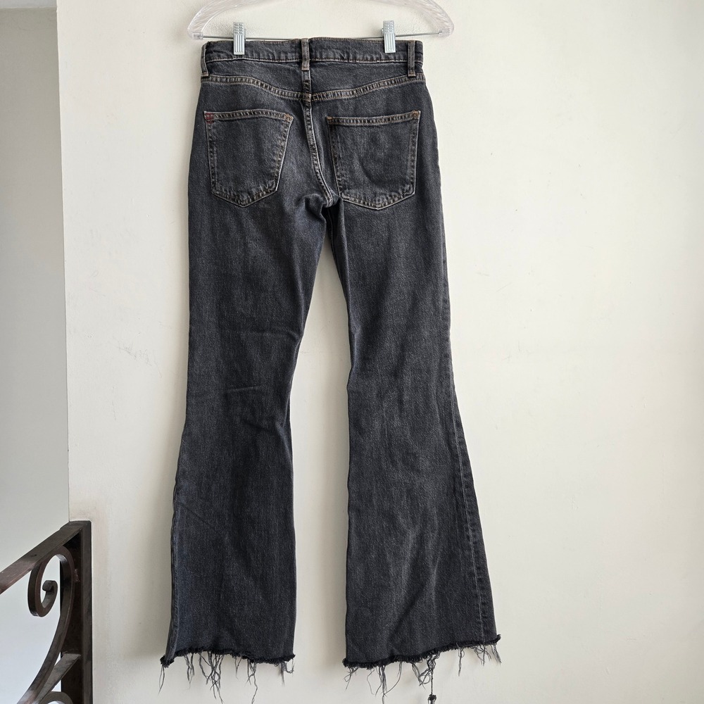 BDG 26 Flare Jeans Womens Black Excellent Raw Hem High Rise Urban Outfitters - Picture 6 of 8